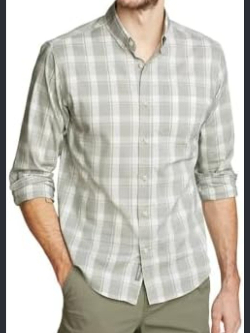 Eddie Bauer Men's Voyager Flex Long-Sleeve Shirt in  "Herb"